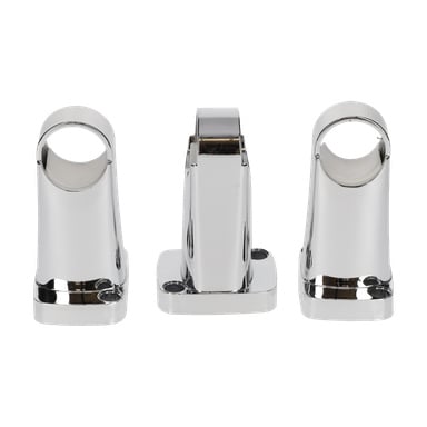 Wall Mount Handduktork 3-pack står upprätt. Alla har cirkulära öppningar och skruvhål på toppen; den centrala basen är rektangulär, andra rundade.