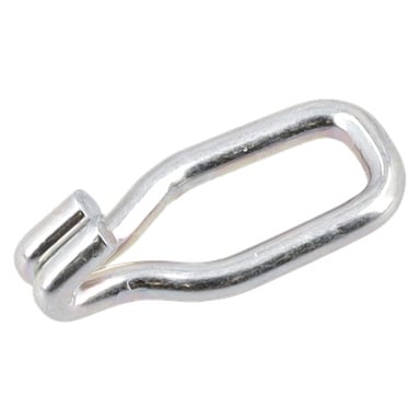 Fästdörrbroms F. 018208 har en enda silverfärgad metallkedja, oval och med en liten glipa i ena änden.