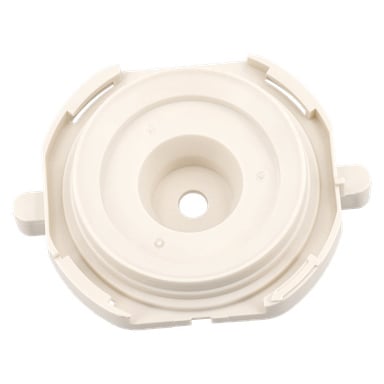 Rund, offwhite Lower Pump Housing F. 018208 med mitthål, upphöjd kant, två flikar och indragen räfflad yta.