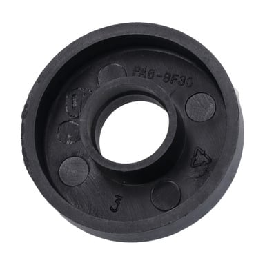 Oznaczenie ostrza F. 010026 to, okrągły plastikowy element z centralnym otworem, dwoma małymi wgłębieniami, oznaczony PA6-GF30 oraz symbolem recyklingu.