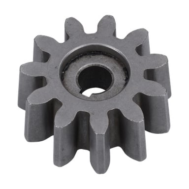 Gear Wheel F. 024341/024342, en metallkomponent, har tio tänder och en central borrning med nyckelspår.