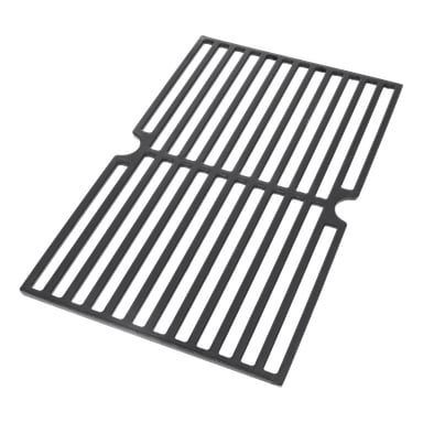 Grillstativ F. 014136/010390", en rektangulær metallgrillrist med parallelle stenger og halvsirkelformede utskjæringer på langsidene.