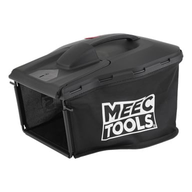 En svart nät- och plast Collector Cpl 022106 gräsfångare med ett översta handtag och MEEC TOOLS på sidan, gjord för gräsklippare.