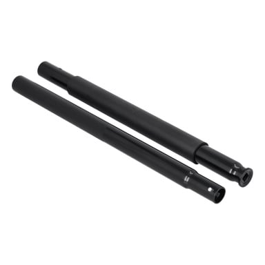 Ett par svarta Pump Handle Cpl 024393 förlängningsstavar, en med texturer och en slät, var och en med en cirkulär fästöppning.