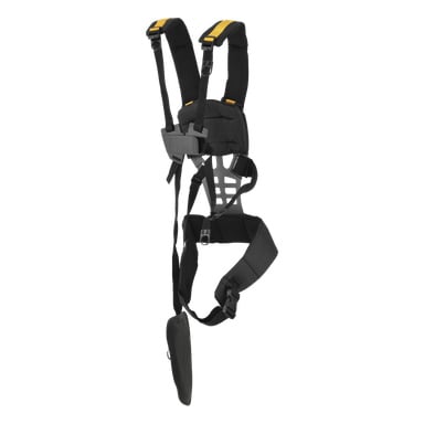 Den svarta och gula Double Harness Pro har justerbara remmar, vadderade axelstöd och midjebälte.