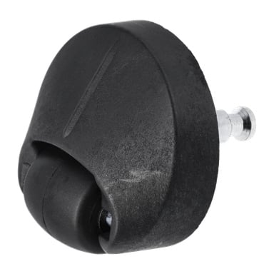 Närbild av Wall Wheel F. 025972 som visar en enda svart gjutgjutning med metallstam och slät, rundad hölje.