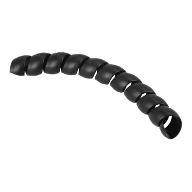 Kabelkåpan T.024032 är en svart, böjd spiralformad plasttrådsorganisatör.