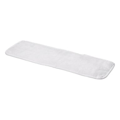 Cloth T.003284 är en rektangulär vit mikrofiberrengöringsdyna med rundade hörn och sydda kanter, som ligger platt.