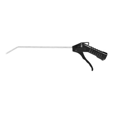 En svart Meec Tools Blow Gun med pistolliknande handtag och ett långt, lätt böjt metallmunstycke.