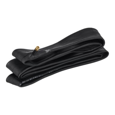 Inner Tube 29" 006372/009925 er brettet i svart, med en metallventilstamme som strekker seg ut fra den ene siden.