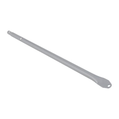 Diagonal Btag nr 10 F. 619467 är en grå metallstång med en platt ände med hål och en rundad, avsmalnande andra ände.