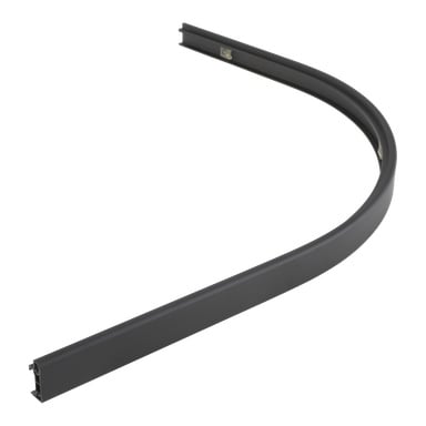 Rail F.Door Whl Half-Round Bl. är en böjd svart metallbana med halvrund form och fästpunkter längs innerkanten.