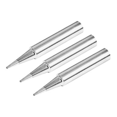 Tre lödtips 3-pack F. 021838-enheter är placerade i parallella, spetsiga ändar riktade mot nedre vänstra hörnet.