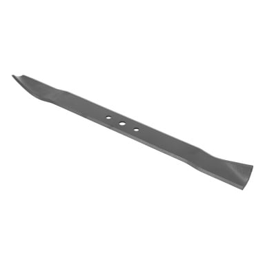 Knivens gressklipperblad har tre sentrale monteringshull og oppovervendte ender, som vises diagonalt.