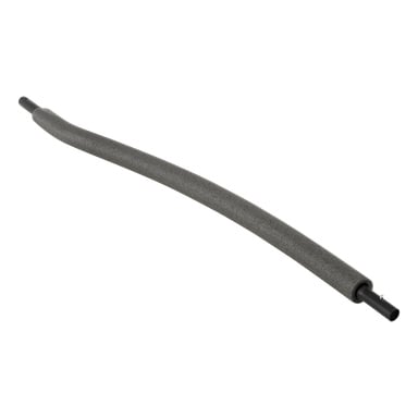Ett säkerhetsnät med en böjd svart metallstav, delvis inlindad i ett cylindriskt grått skumrör.