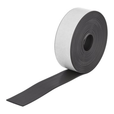 En Hard Head magnetbandrull med en del av remsan utrullad och låg plan, vilket visar den släta ytan och den rullade tejpen.