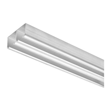 Eine Hardhead-Aluminiumschiene mit einer doppelkanaligen Nut, die sich über die gesamte Länge zieht, ist im Bild schräg dargestellt.