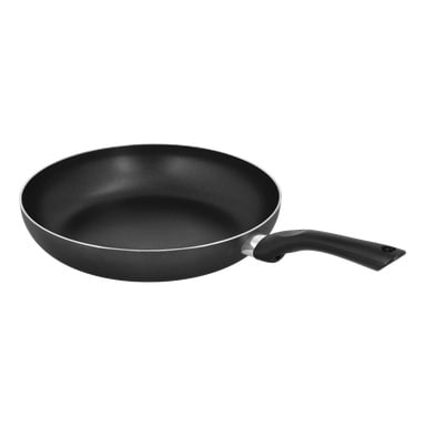 Menuett keramisk stekpanna med svart nonstick-yta, djup bas och långt böjt handtag.