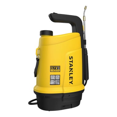 Stanley trådlös tryckspruta med teleskophandtag, justerbar ratt, metallstav och ett 3,7V Li-Ion-batteri.