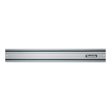Prosta aluminiowa prowadnica Makita 199141-8 ma dwa rowki i wyświetla logo Makita po prawej stronie, z przodu.