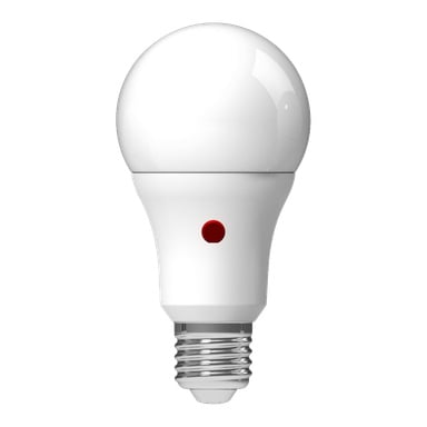 Anslut Normal-lampa med skymningssensor-LED, standard skruvsockel och en rödpunktsindikator på nedre delen.