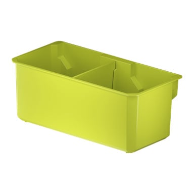 Ryobi Storage-boksen M LINK RSL812 er en rektangulær limegrønn beholder med delte seksjoner og litt hevede kanter, vist tom.