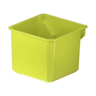 Ryobi Storage Box S LINK RSL813 er en knallgrønn, firkantet plastboks med skrå sider og et lite håndtak på den ene kanten, vist tom.