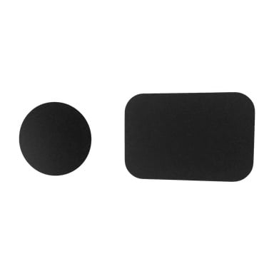 En solid svart sirkel og et solid svart avrundet rektangel fra Marquant Magnetic plates 2-pakken er plassert side om side.