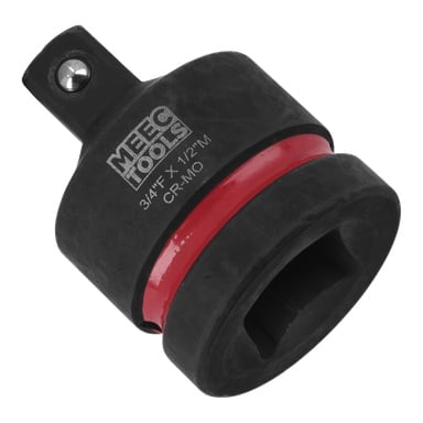 En svart MeeG Tools sockeladapter, märkt 3/4F X 1/2M CR-MO, med ett rött band runt mitten.