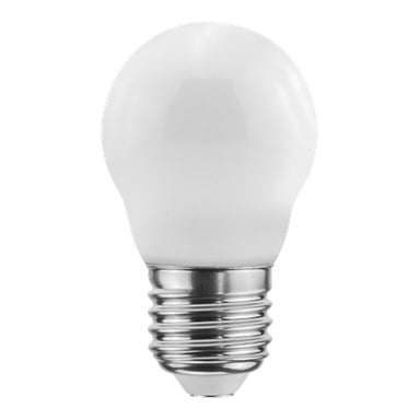 Ansluts Globe LED-lampa med rund frostad topp och metallisk skruvbas.