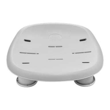 Ein grauer Bestway LAY-Z-SPA-Sitz verfügt über einen gebogenen, belüfteten Sitz und vier kräftige Beine, die für Komfort in Bädern oder Spas gebaut sind.