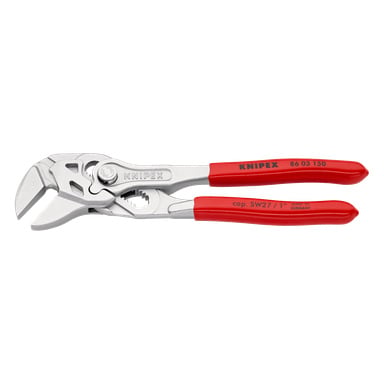 En Knipex tangnøkkel 86 03 150 SB med røde håndtak, justerbare kjever og "Made in Germany" trykt på håndtaket.