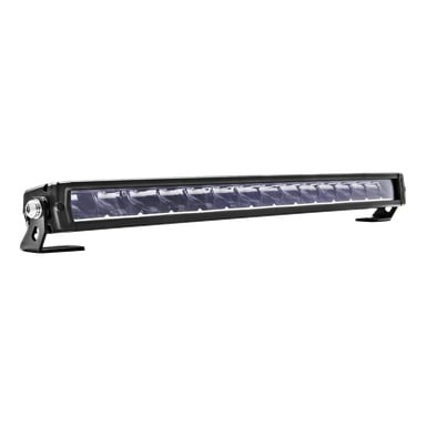 Hamron Light bar LED er en svart rektangulær stang med en rad LED-er, montert på skrå braketter i hver ende.