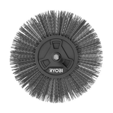 Lähikuva Ryobi USB Lithium RACLRH110 puhdistusharjasta, jossa on tiheät harjakset ja kuusiokuusiokeskus, suunniteltu sähkötyökalujen käyttöön.