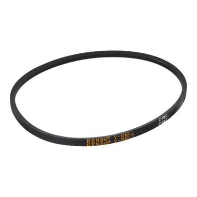 En svart gummigräsklippare drivrem Z-660 med "RENDO V-BELT Z-660" i gul text på ytan.