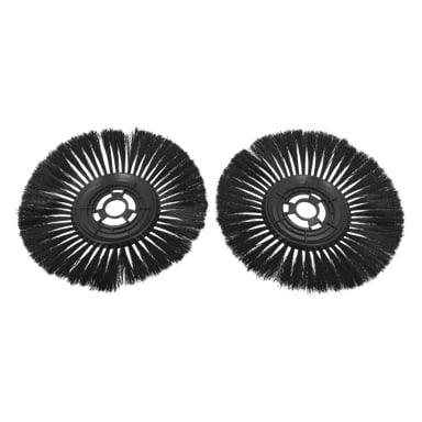 Circular brush sweeper 2-packet innehåller två svarta rundborstar med plastmitter och jämnt arrangerade radiella borst.