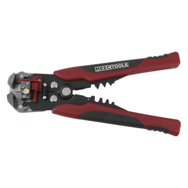 Ett par röd-svarta MEEC TOOLS avbitartänger med skär- och avbitarmekanism i metall, mot en vit bakgrund.