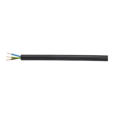kabel YKY z AKS Zielonka, którego koniec został odcięty, pokazując trzy przewody miedziane: brązowy, niebieski i zielono-żółty. Długość wyświetlaczy kablowych powodowała podniesiony tekst.