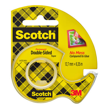 Scotch 3M pysyvä kaksipuolinen teippi ruudullisessa pakkauksessa, korostaa ei sotkua liimaa vastaan, koko 12,7 mm x 6,35 m.