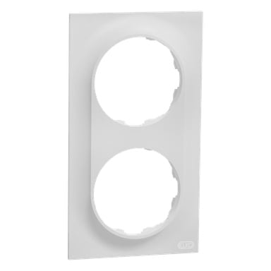 Rektangulär vit plasttäckplatta med två utloppshål och ELKO-logotypen präglad i nedre högra hörnet.