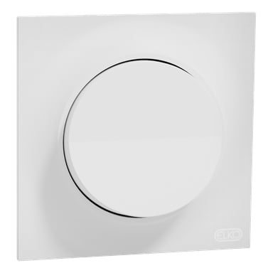 Fyrkantig väggdimmer med en framträdande cirkulär ratt i mitten och ELKO-logotypen nere i högra hörnet.