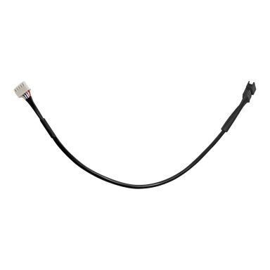 Övre kabeln för displaylöpband är en svart kabel med en vit 4-polig kontakt i ena änden och en svart kontakt i den andra.