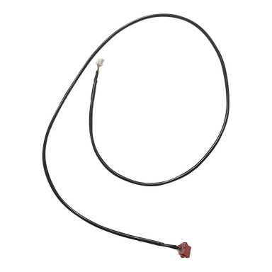 Kabel till löpbandskontrollpanel: en enda svart kabel med en vit kontakt i ena änden och en röd kontakt i den andra.