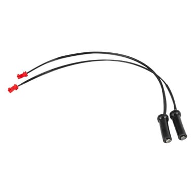 Flammesensor for dieselovner med to svarte kabler, hver med en rød plastkontakt og en sylindrisk svart kontakt.