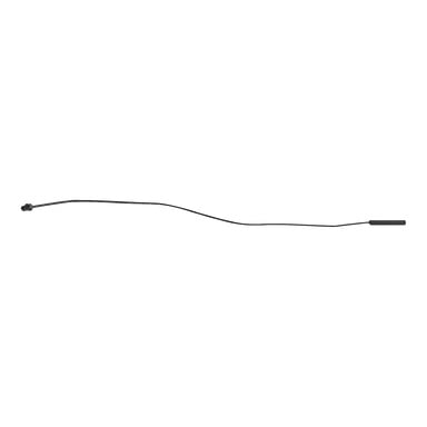En tunn svart sensorkabel för en motionscykel, med en liten kontakt i ena änden och ett cylindriskt gummilock i den andra.