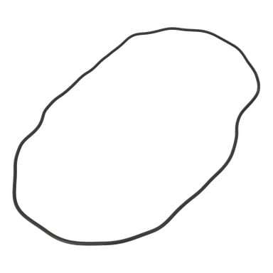 En tunn, svart tätningsremsa för robotgräsklippare ligger platt i en oregelbunden, oval form med vågiga, ojämna kanter.