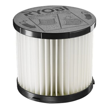 Cylindryczny filtr do odkurzacza RPVF z białymi, plisowanymi bokami papieru i czarnymi plastikowymi końcówkami, ustawiony w pozycji pionowej.