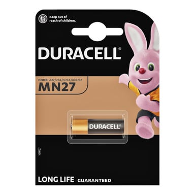 Bateria Duracell Safety prezentowana w pakowaniu detalicznym, z logo Duracell, napisem "Safety battery" oraz maskotką Duracell Bunny po prawej stronie. Na opakowaniu widnieje napis "GWARANCJA DŁUGIEJ ŻYWOTNOŚCI" i na górze ostrzeżenie o zabezpieczeniach bezpieczeństwa.