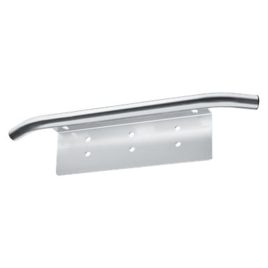Hamron Auxiliary Light Bar przedstawia solidny metalowy uchwyt z gładko zakrzywioną rączką przymocowaną do polerowanej, stalowej prostokątnej podstawy. Podstawa posiada osiem równomiernie rozmieszczonych otworów do montażu.