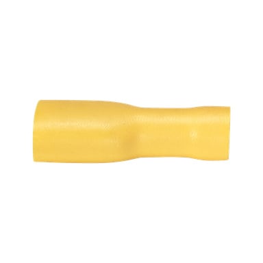 Zbliżenie na żółtą, izolowaną płaską tuleju Hamron z paku 10, pokazując cylindryczną plastikową konstrukcję z lekko teksturowanym wykończeniem.